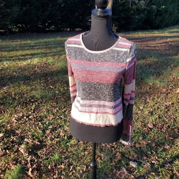 Striped grey pink/red top NEW small - Picture 1 of 7